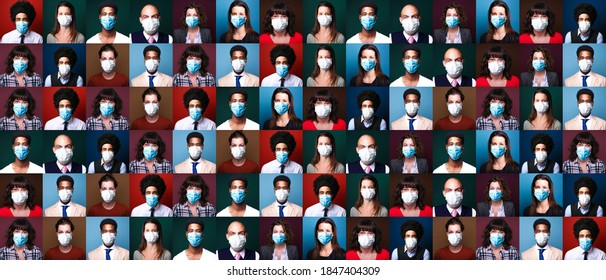 Group of people wearing a mouth mask - Shutterstock ID 1847404309