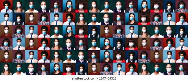 Group of people wearing a mouth mask - Shutterstock ID 1847404318