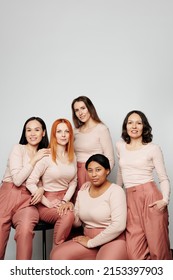 Group Photo Of Multi-ethnic Women On Grey Background