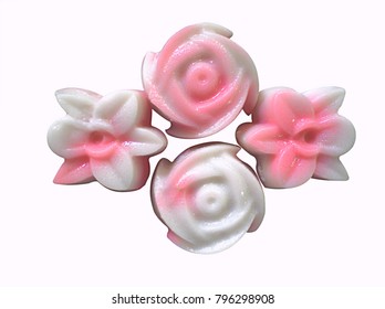 Group Of Pink Jelly Mould Flower Isolate