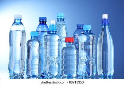 Group Plastic Bottles Water On Blue Stock Photo 88913350 | Shutterstock