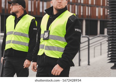 Group Of Police Officers Heading For Intervention On The City Streets