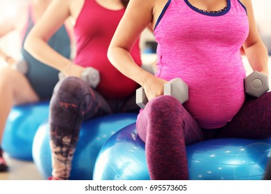 Group Of Pregnant Women During Fitness Class