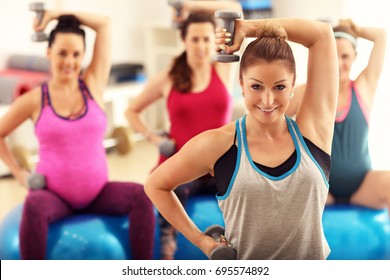 Group Of Pregnant Women During Fitness Class