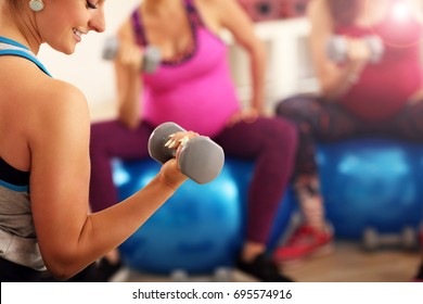 Group Of Pregnant Women During Fitness Class