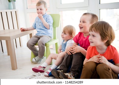 A group of preschool children in the classroom in kindergarten. - Shutterstock ID 1148254289