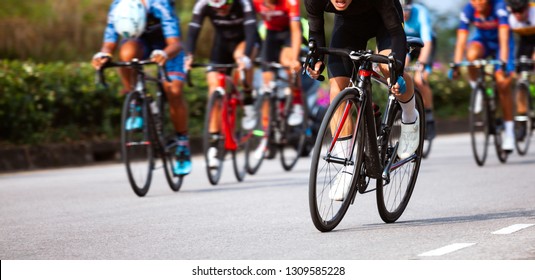 Group Of Professional Cyclists During The Cycling Race, Final Lap. Shot In Front - Image