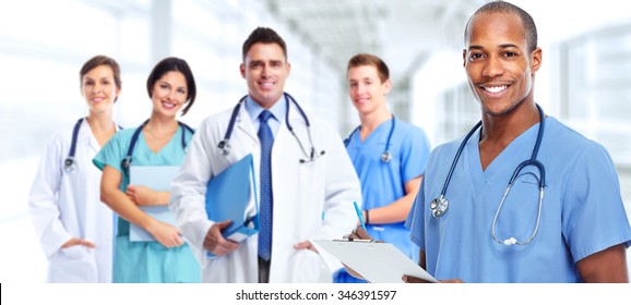 Group of professional doctors. Health care medical background.