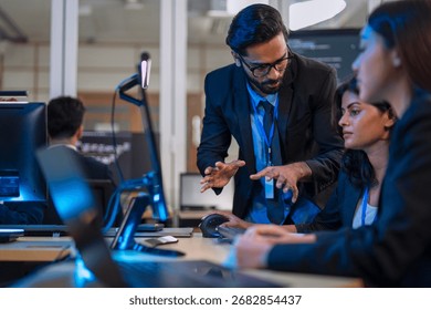 Group of programmers are coding at office. Business, Coding programs, AI applications, technology.