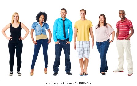 Group Of Real People Casual Diversity Isolated On White Background