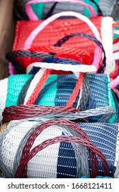 Group Of Recyclable And Reusable Plastic Bags, Informal Market In Guatemala's Outdoor Fair, Informal Economy, Source Of Economic Income.