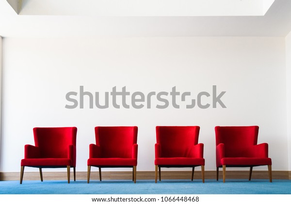 Group Red Chair White Wall Interior Interiors Stock Image