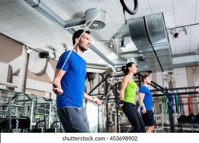 Group Rope Skipping In Functional Training Gym As Fitness Exercise