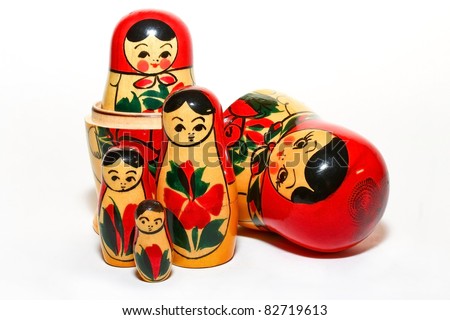 A Group of Russian Doll Isolated