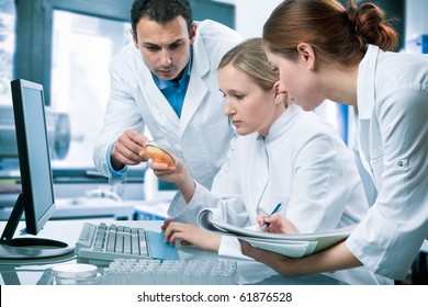 group of scientists working at the laboratory