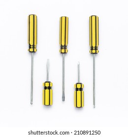 Group Of Screw Driver On Isolated White Background