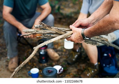 Group of senior camping in a forest - Powered by Shutterstock