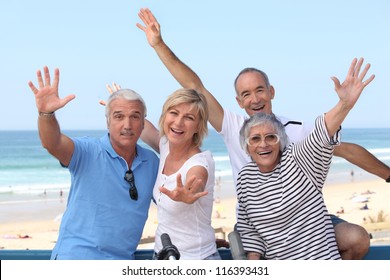 Group Of Senior People On The Beach