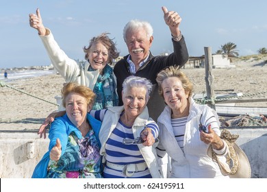 Group Of Senior People On The Beach