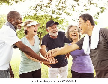 Group Of Senior Retirement Exercising Togetherness Concept