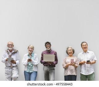 Group Of Senior Retirement Using Digital Lifestyle Concept