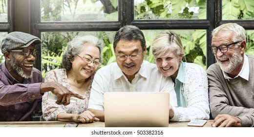 Group Of Senior Retirement Using Digital Lifestyle Concept - Powered by Shutterstock