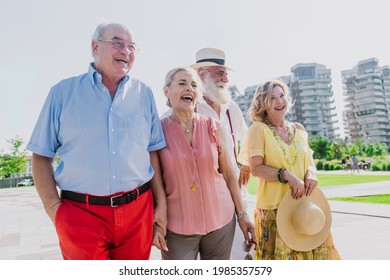 Group Of Seniors Walking And Having Fun In The City