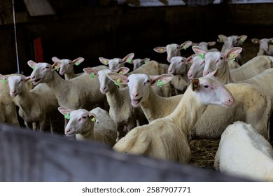Group of sheep in the barn