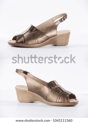 Group of Shoes on white background, isolated product, comfortable footwear.