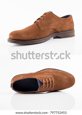 Group of Shoes on white background, isolated product, footwear.