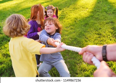 Group Small Preschool Children Play Tug Stock Photo 1149867236 ...