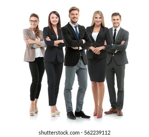 Group Of Smiling Business People. Isolated Over White Background