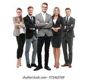 Group Of Smiling Business People. Isolated Over White Background