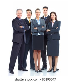 Group of smiling business people. Isolated over white background.