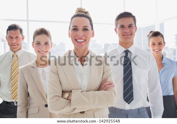 Group Smiling Business Team Standing Together Stock Photo 142925548 ...