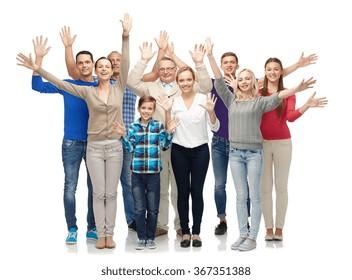 Group Of Smiling People Waving Hands