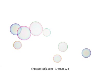 Group Of Soap Bubbles On A White Background