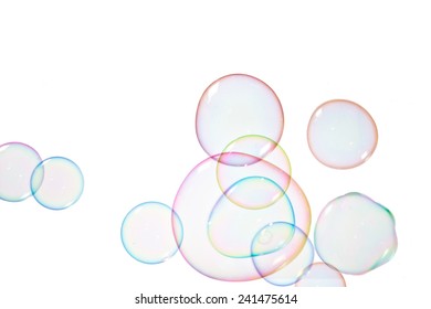 Group Of Soap Bubbles On A White Background