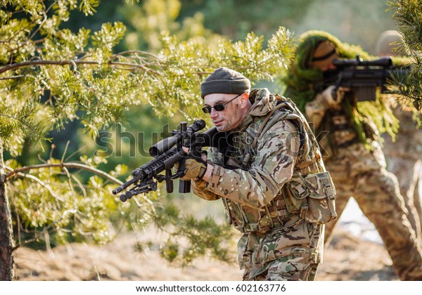 Group Special Forces Weapons Cold Forest Stock Photo (Edit Now) 612542192