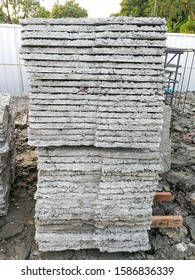 group of square concrete cemrnt many layer prepare for make pattern foundation pile