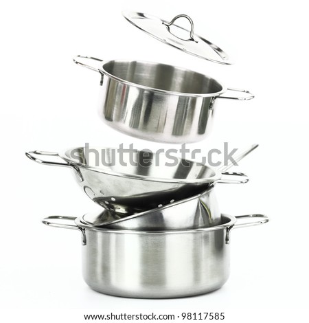 Group of stainless steel kitchen tools
