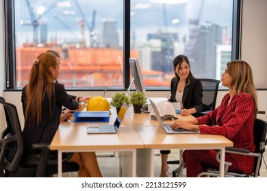 Group Of Startup Business Co-worker Working In Office With Disability Staff Sitting On Wheelchair As A Professional One Team Together