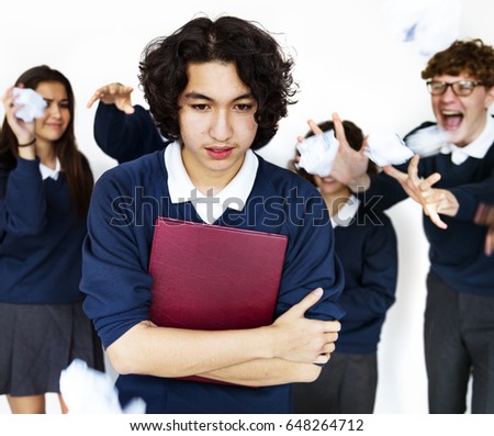 Group of students bullying friend pressure