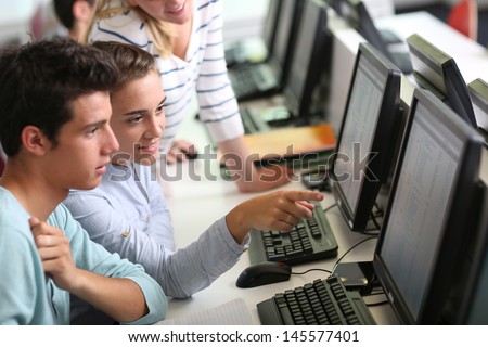 Group of students in computers room