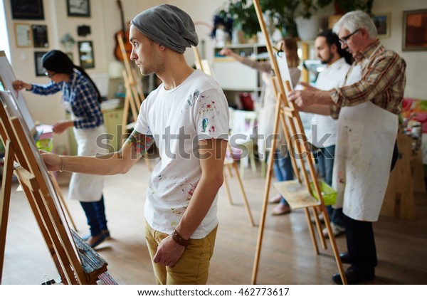 Group Students Painting Art Lessons Stock Photo Edit Now 462773617