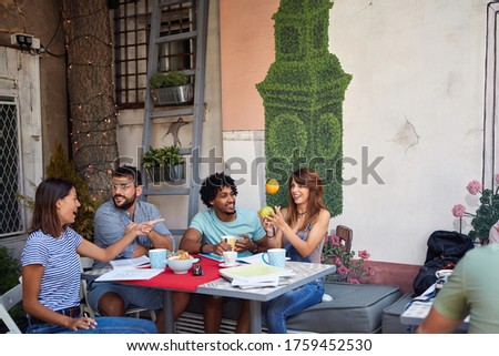 Similar – Group of people having fun in a summer day