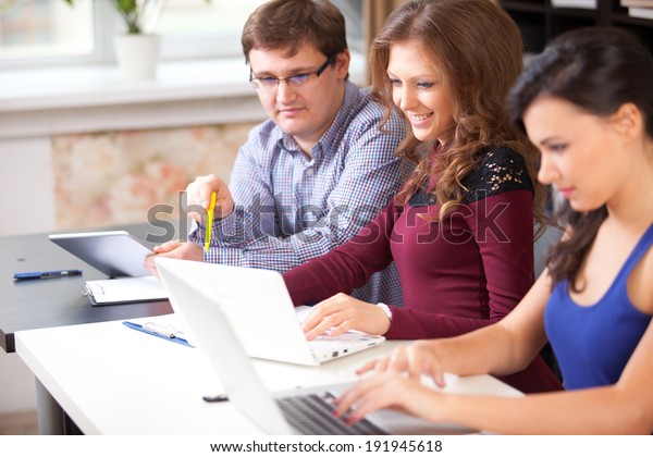 Group Students Working Computer Lab Stock Photo (Edit Now ...