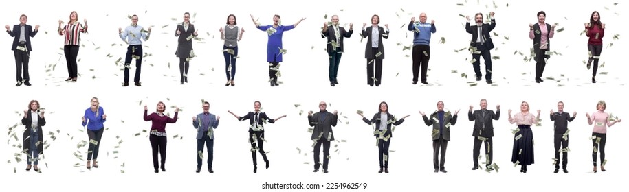 group of successful business people with money isolated - Shutterstock ID 2254962549