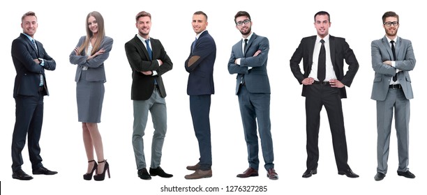 Group Of Successful Business People Standing In A Row.