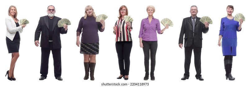 Group Of Successful People Holding Money In Hand